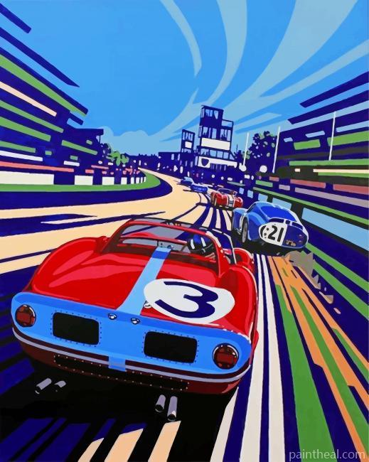 Race Car Illustration Painting By Numbers Kits