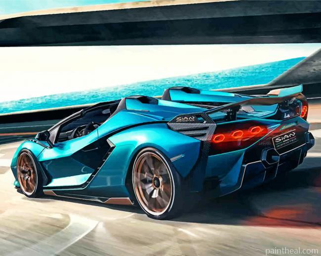 Blue Racing Car Painting By Numbers Kits