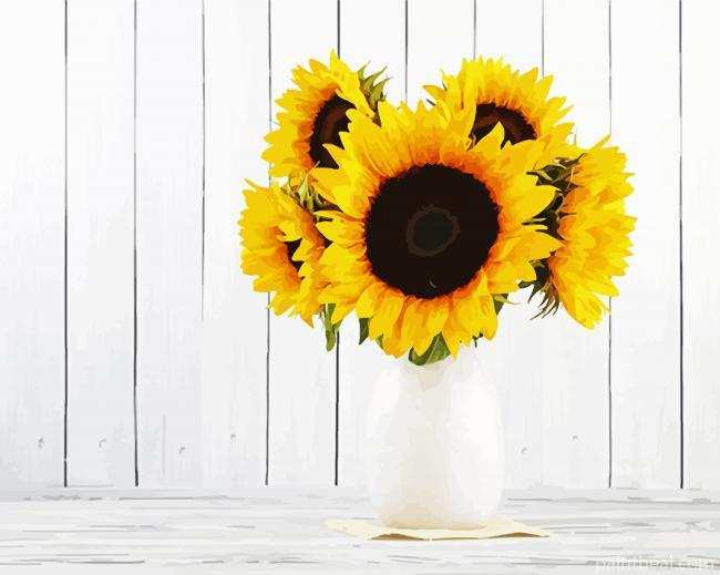 Wonderful Sunflowers Vase Painting By Numbers Kits
