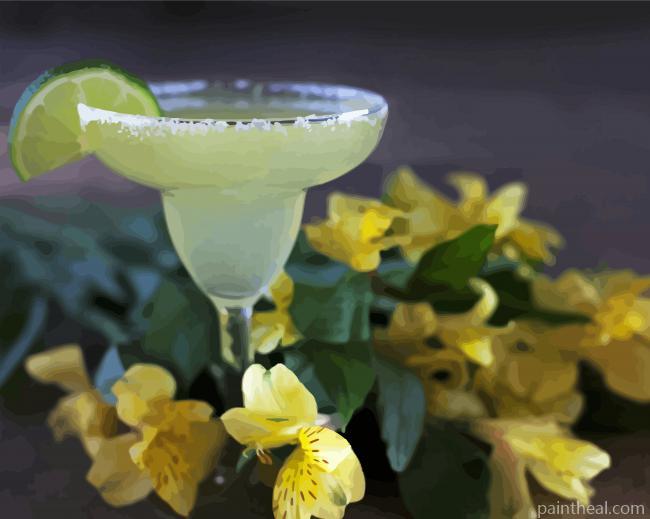 Margarita Cocktails And Flowers Painting By Numbers Kits