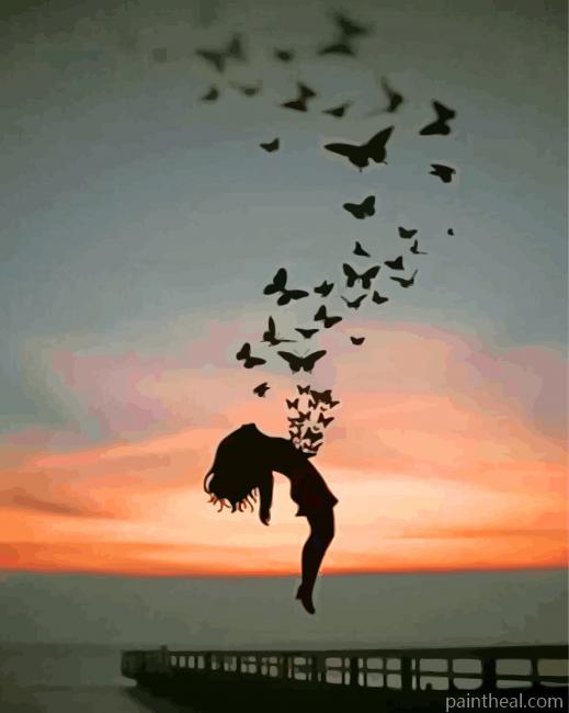 Free Girl Silhouette Painting By Numbers Kits