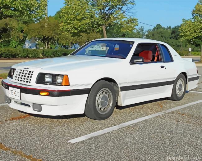 White 1986 Ford Tbird Painting By Numbers Kits