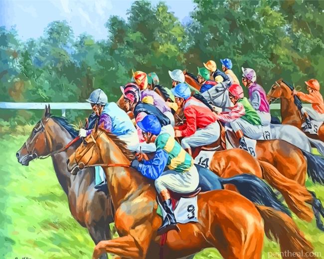 Horses Race Painting By Numbers Kits