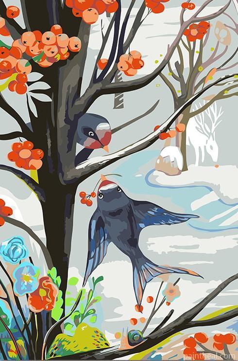 Swallows Birds Illustration Painting By Numbers Kits