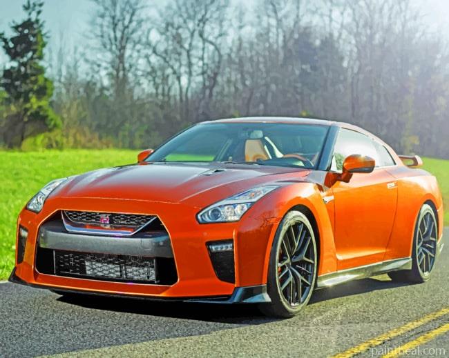 Orange Nissan GTR Painting By Numbers Kits