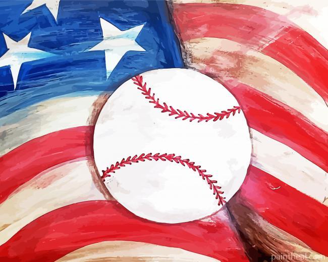 Baseball American Flag With Cheetah Painting By Numbers Kits
