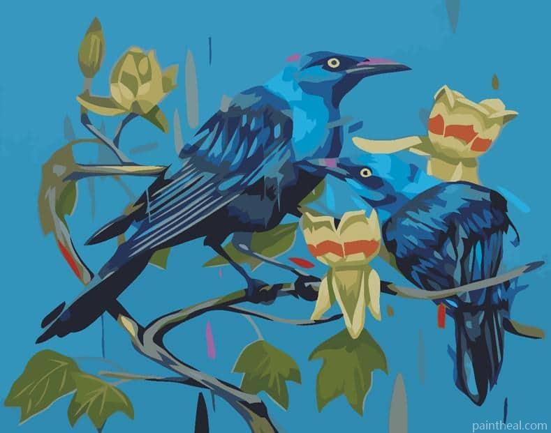 Blue Caledonian Crow Painting By Numbers Kits