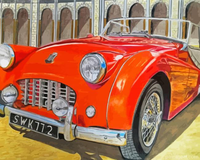 Orange Triumph TR3 Car Painting By Numbers Kits