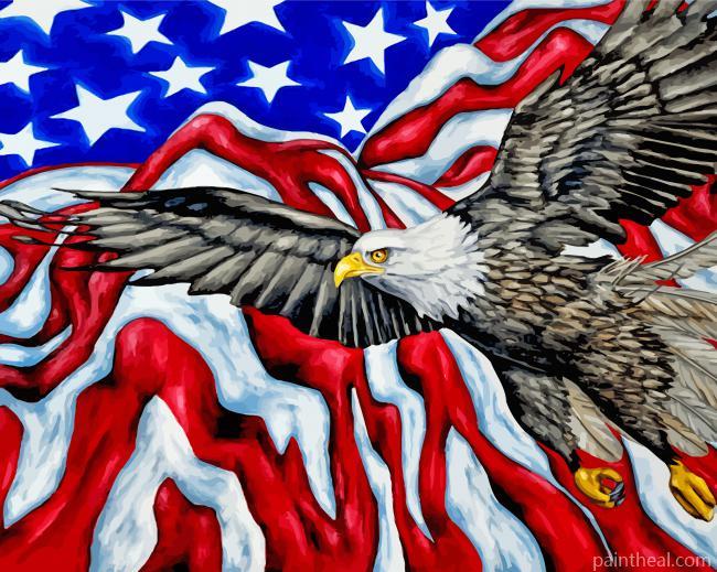 Eagle With Flag Painting By Numbers Kits