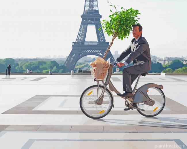 Man Biking In France Painting By Numbers Kits