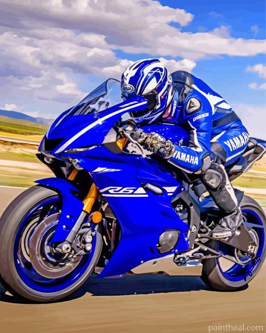 Cool Blue Motorcycle Painting By Numbers Kits