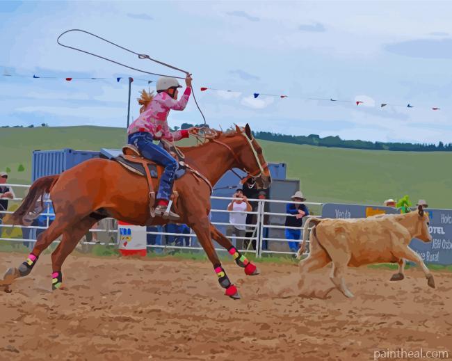 White Calf Roping Painting By Numbers Kits