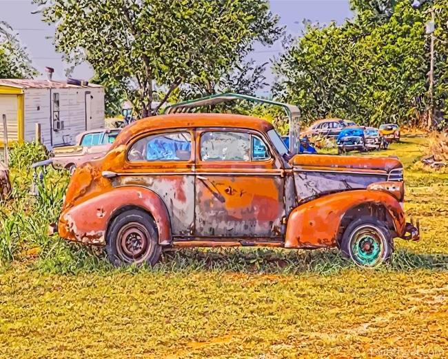 Old Rusted Car Painting By Numbers Kits