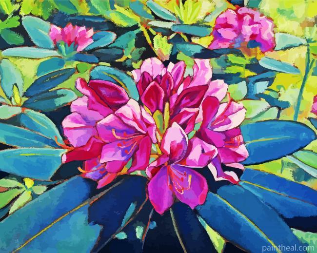 Pink Rhododendron Plants Art Painting By Numbers Kits