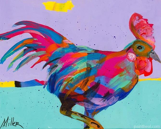 Colorful Cock Painting By Numbers Kits