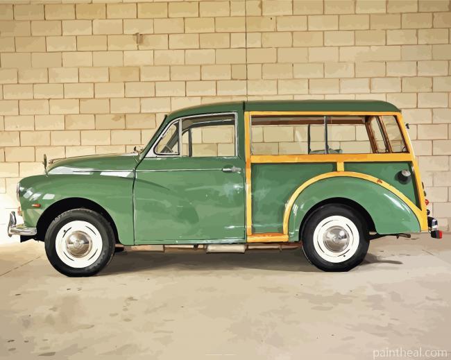 Vintage Green Morris Minor Traveller Painting By Numbers Kits