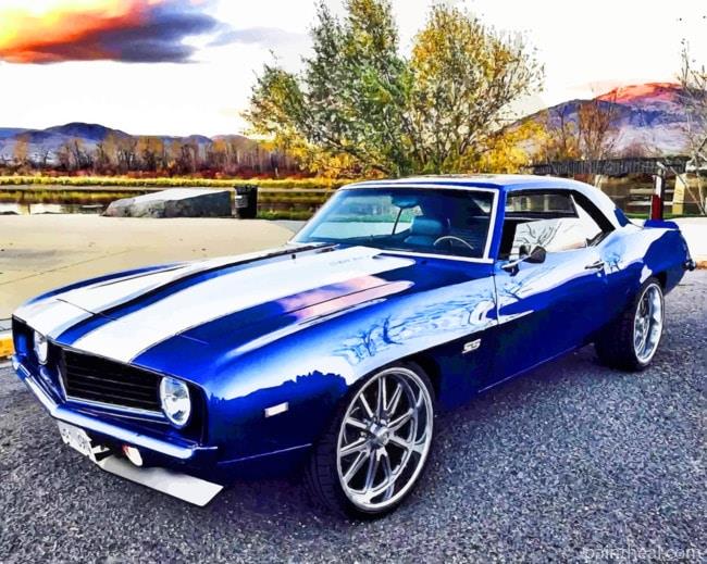 Blue Camaro Car NEW Painting By Numbers Kits