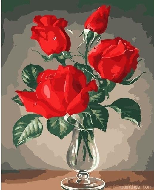 Red Rose in a Cup Flowers Painting By Numbers Kits