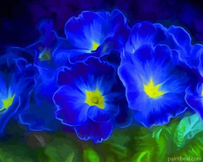 Primrose Blue Flowers Painting By Numbers Kits