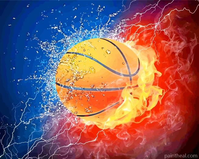 Basket Ball On Fire Painting By Numbers Kits