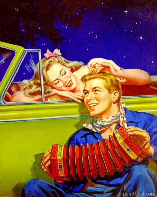 Vintage Lovers Under The Night Stars Painting By Numbers Kits