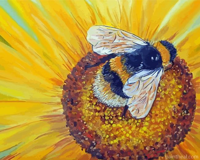 Aesthetic Sunflower And Bee Painting By Numbers Kits