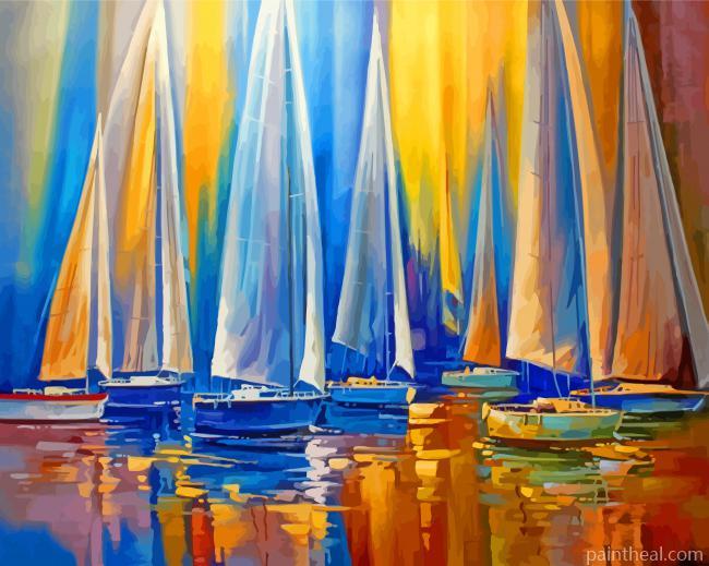 Ocean White Sailboats Art Painting By Numbers Kits