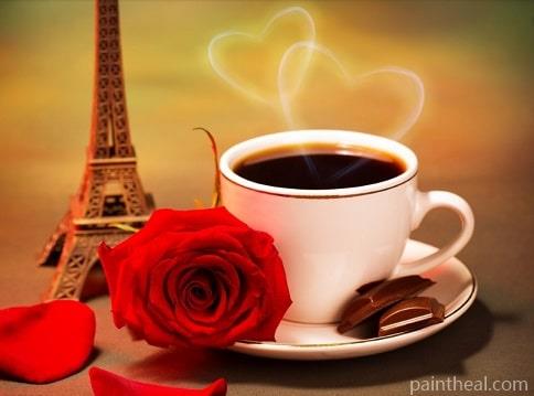 Hot Coffee And Roses Flowers Painting By Numbers Kits