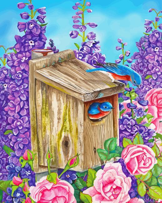 Bluebirds And Lilacs Painting By Numbers Kits