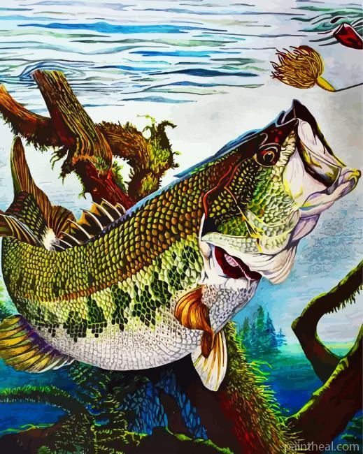 Bass Fish Underwater Painting By Numbers Kits
