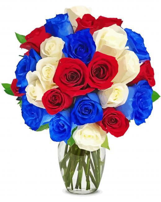 Red And Blue Rose Painting By Numbers Kits