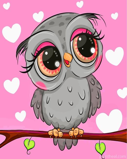 Cute Grey Owl Painting By Numbers Kits