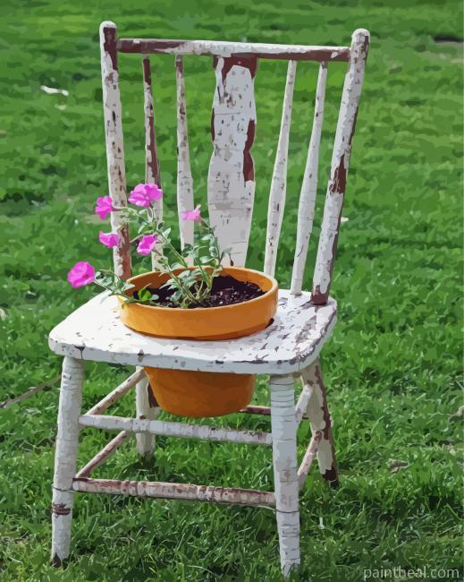 Aesthetic Flowers Pots Chair Painting By Numbers Kits