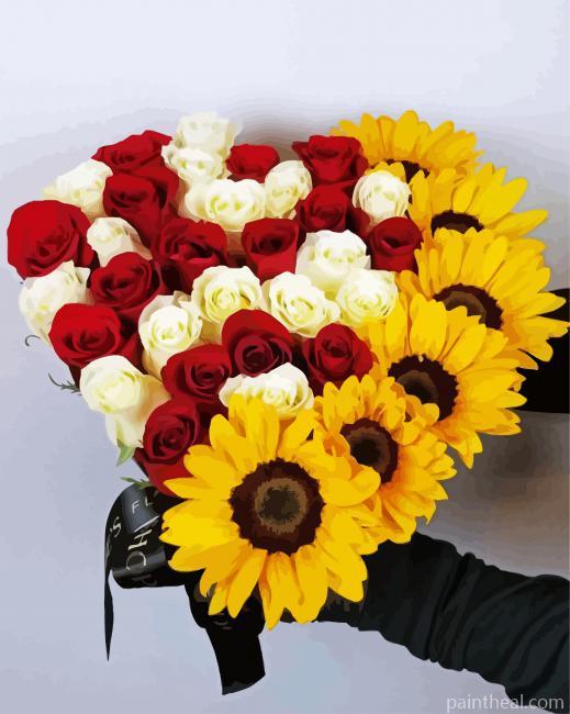 Sunflowers And Roses Painting By Numbers Kits