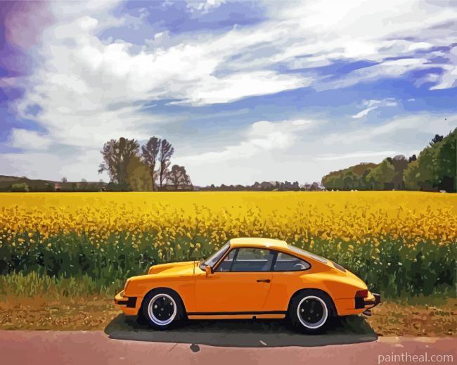 Yellow Vintage Car Painting By Numbers Kits