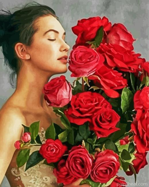 Cool Lady With Flower Painting By Numbers Kits