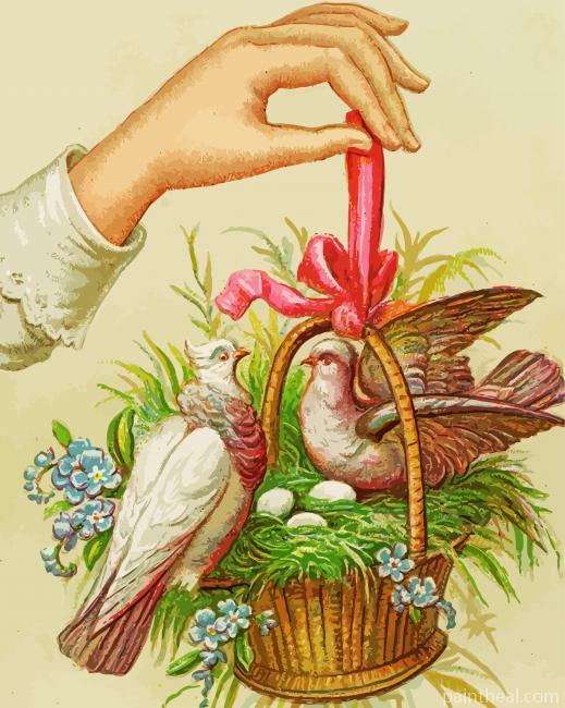 Hand Holding Birds and Basket Painting By Numbers Kits