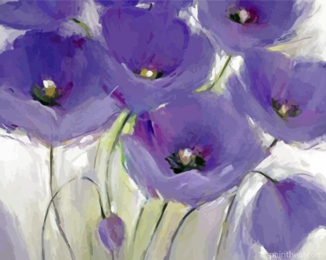 Purple And Grey Flowers Painting By Numbers Kits
