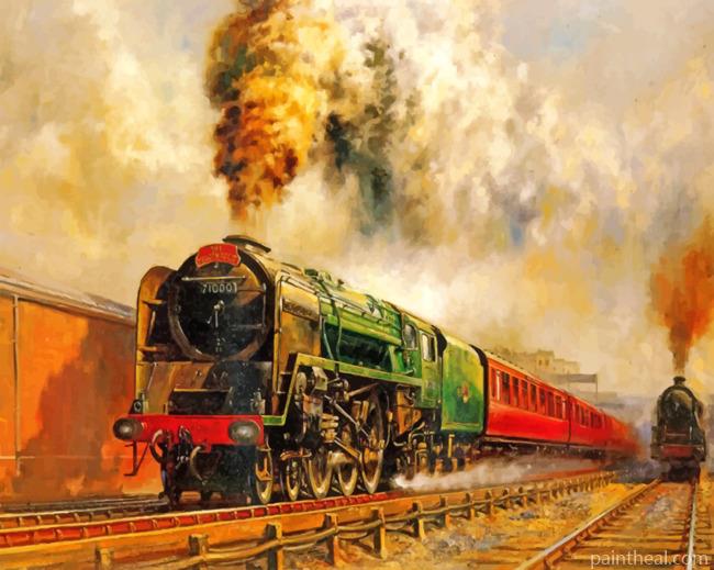 Old Steam Train Painting By Numbers Kits