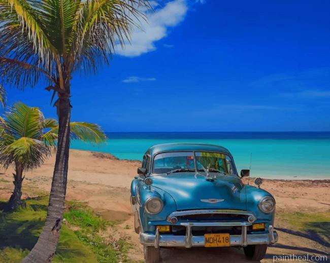 Cuba Beach And Car NEW Painting By Numbers Kits