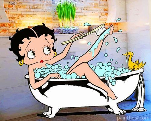Betty Boop Enjoying Her Bath Painting By Numbers Kits