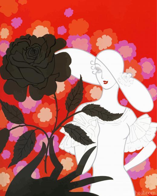 Erte Black Rose Painting By Numbers Kits
