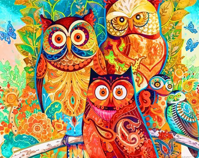 Owls Birds Art Painting By Numbers Kits