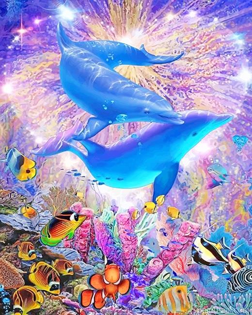 Dolphins Heart Fantasy Painting By Numbers Kits