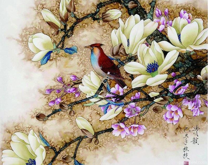 Bird on Flowering Tree Painting By Numbers Kits