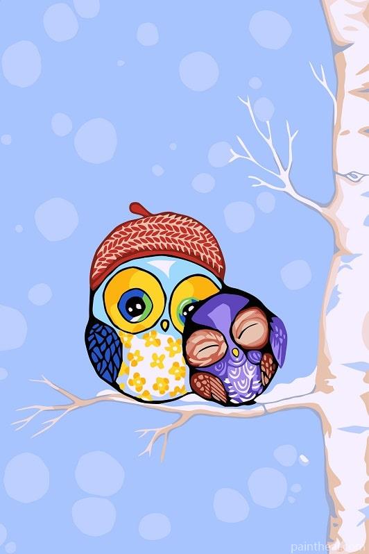 Owls Art On Tree Painting By Numbers Kits
