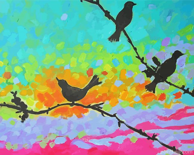 Three Birds Silhouette Painting By Numbers Kits