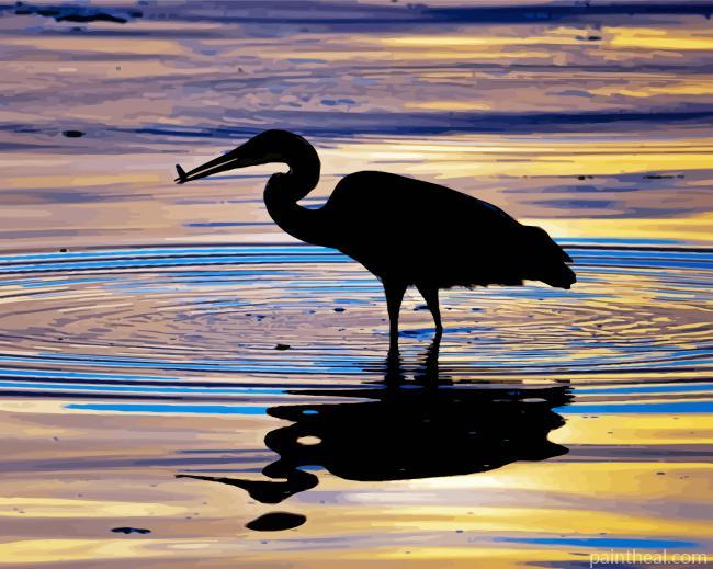 Heron Bird Silhouette Painting By Numbers Kits