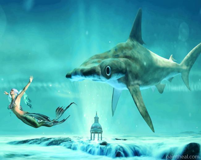 Fantasy Mermaid and Shark Painting By Numbers Kits