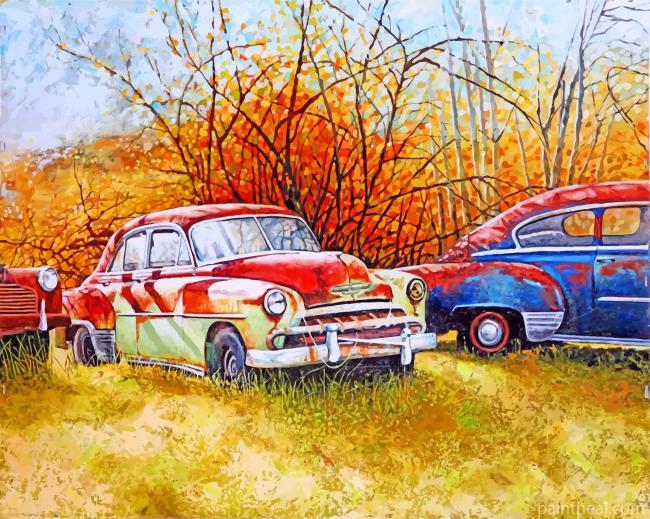 Abandoned Classic Cars Painting By Numbers Kits